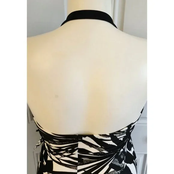 Maxine Of Hollywood Halter Neck Skirted Front One Piece Swimsuit Tropical Sz 10 - Picture 9 of 15